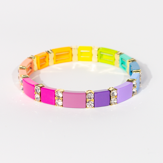 Bling Enamel Crystal Bracelet | Rainbow