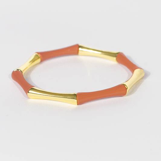 Bamboo Enamel Bracelet | Tan & Gold