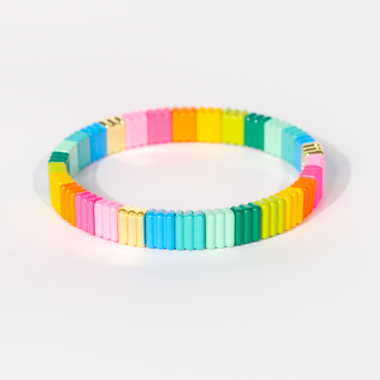 Groovy Enamel Bracelet | Rainbow | Thick