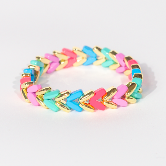 Aztec Enamel Bracelet | Pop Blue & Pink