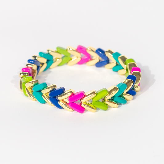 Aztec Enamel Bracelet | Magenta & Olive