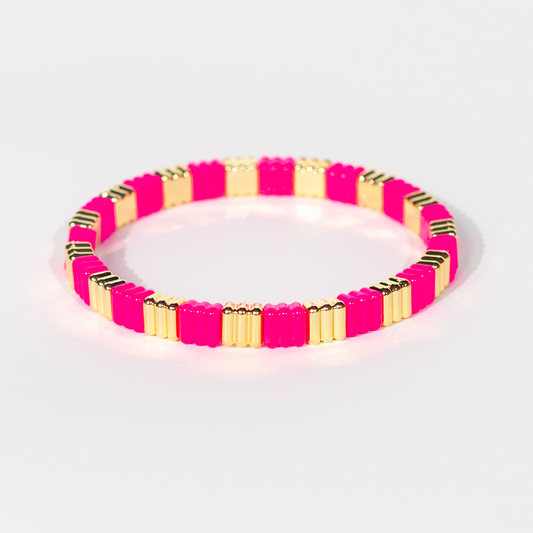 Groovy Enamel Bracelet | Pop Pink | Thin