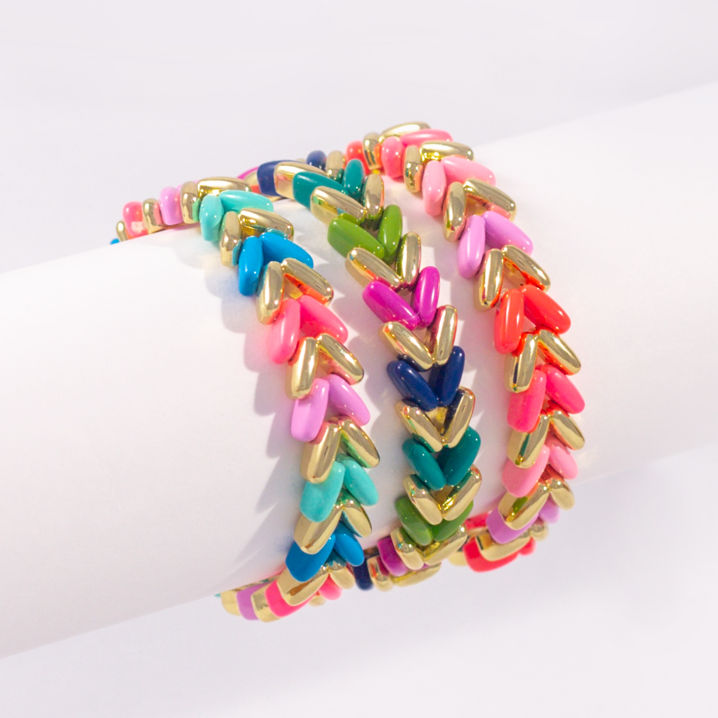 Aztec Enamel Bracelet | Magenta & Olive