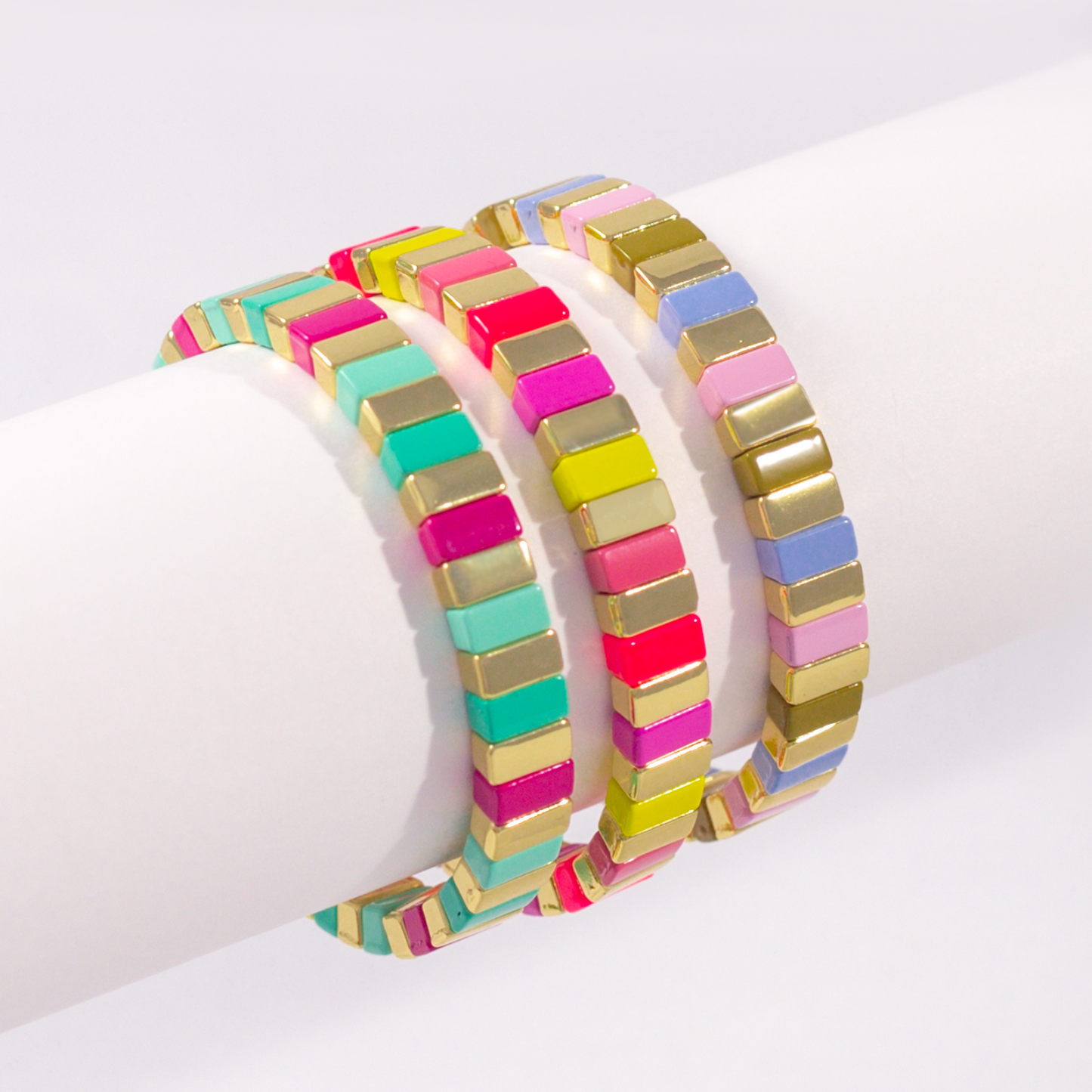 Classic Enamel Bracelet | Olive & Pink