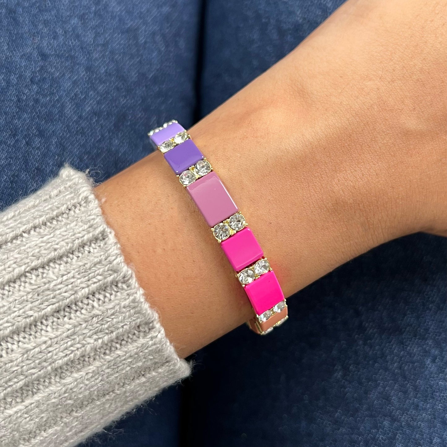 Bling Enamel Crystal Bracelet | Rainbow