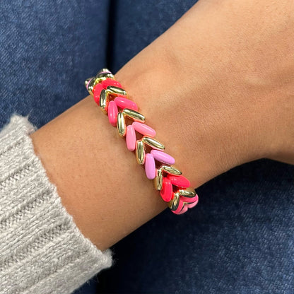 Aztec Enamel Bracelet | Pink