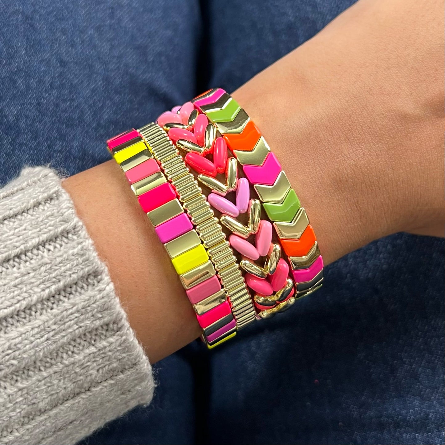 Aztec Enamel Bracelet | Pink