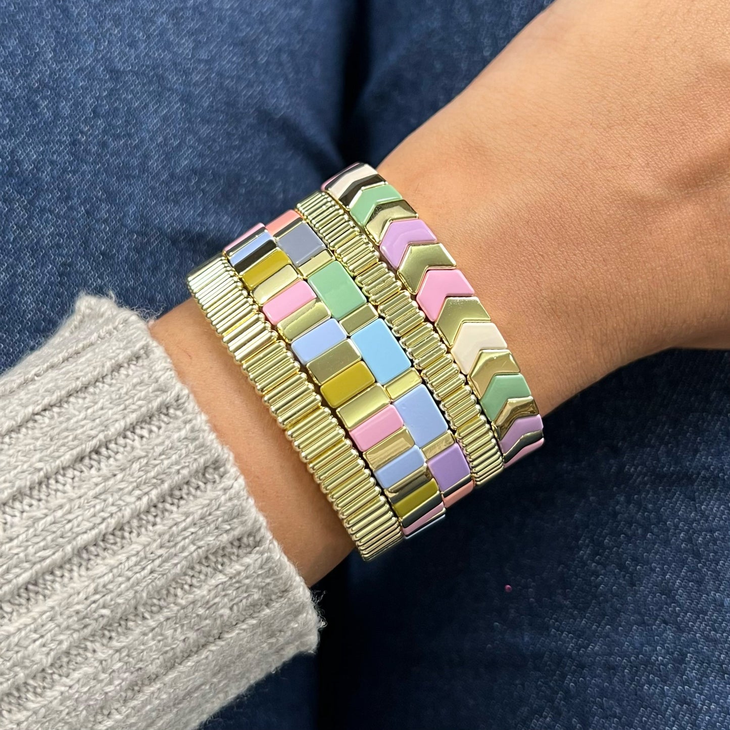 Amazonia Enamel Bracelet | Pastel Olive & Mauve