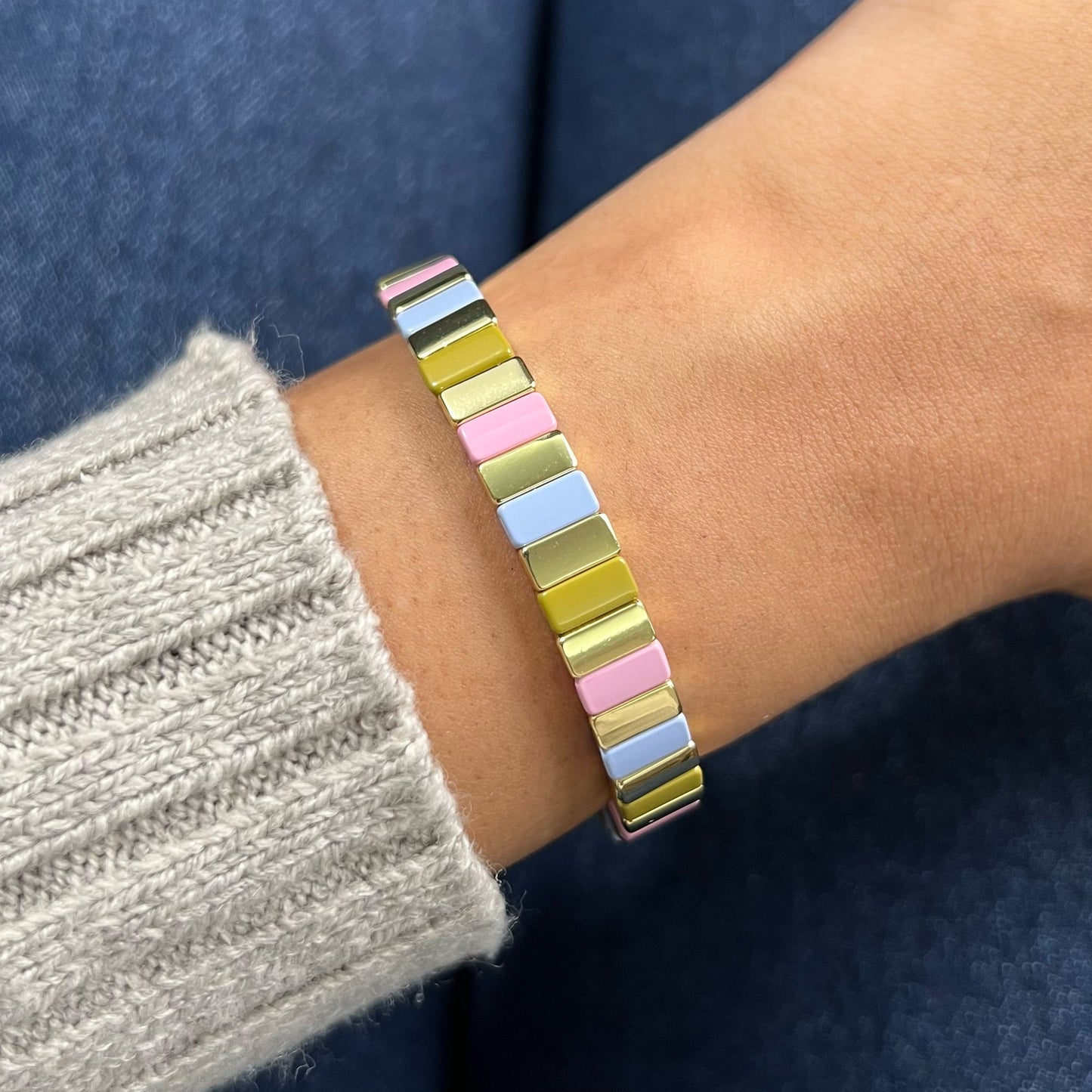 Classic Enamel Bracelet | Olive & Pink