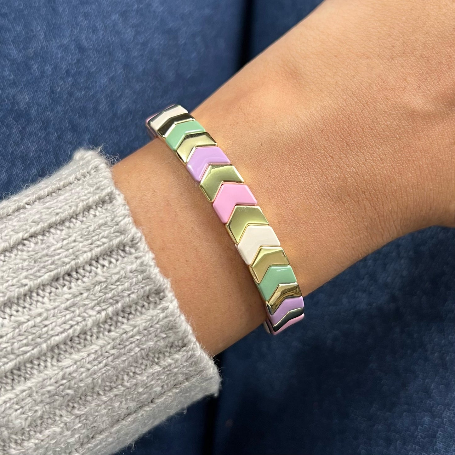 Amazonia Enamel Bracelet | Pastel Olive & Mauve