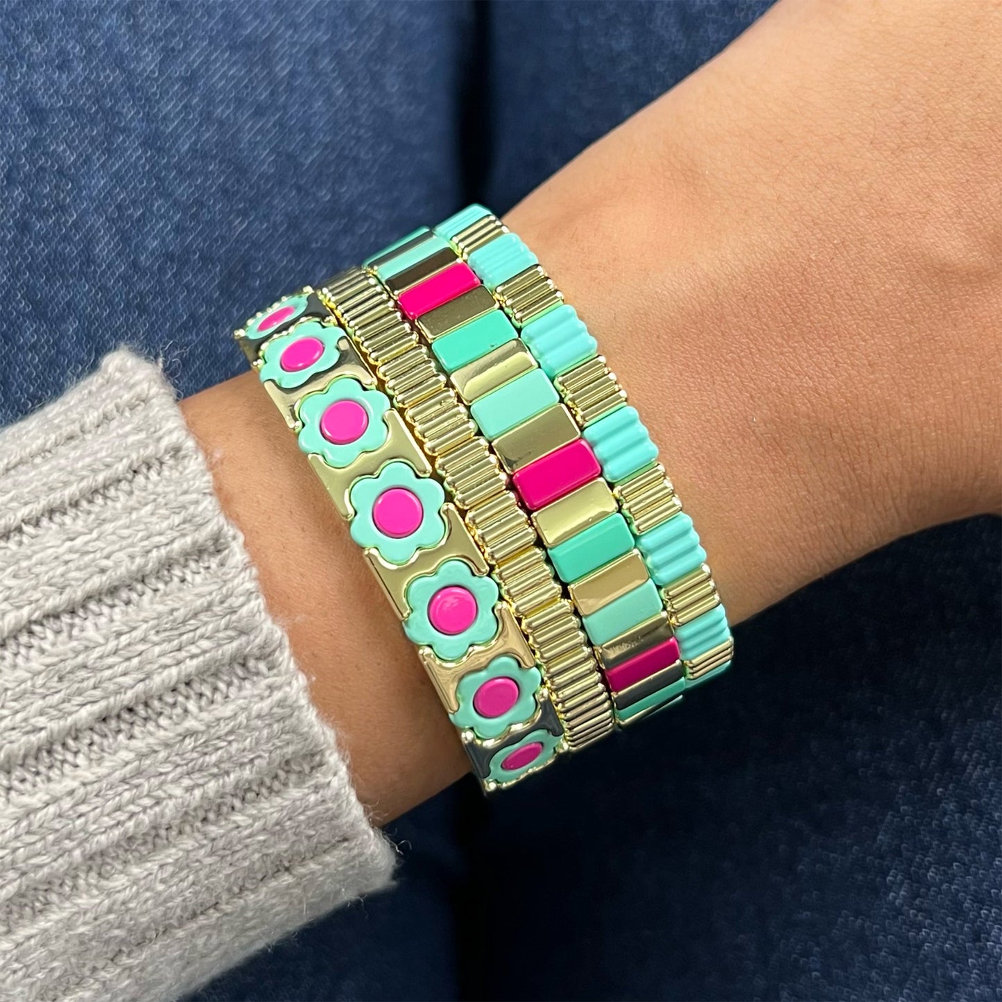 Classic Enamel Bracelet | Magenta & Mint